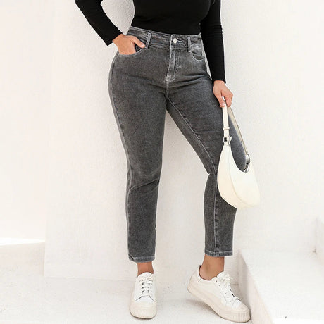 Gray Jeans For Women Stretchy High Waist Mom