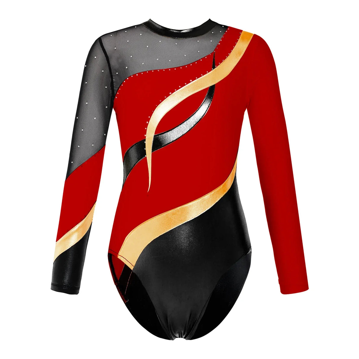 Kids Girls Gymnastics Leotards Bronzing Long Sleeve Leotards