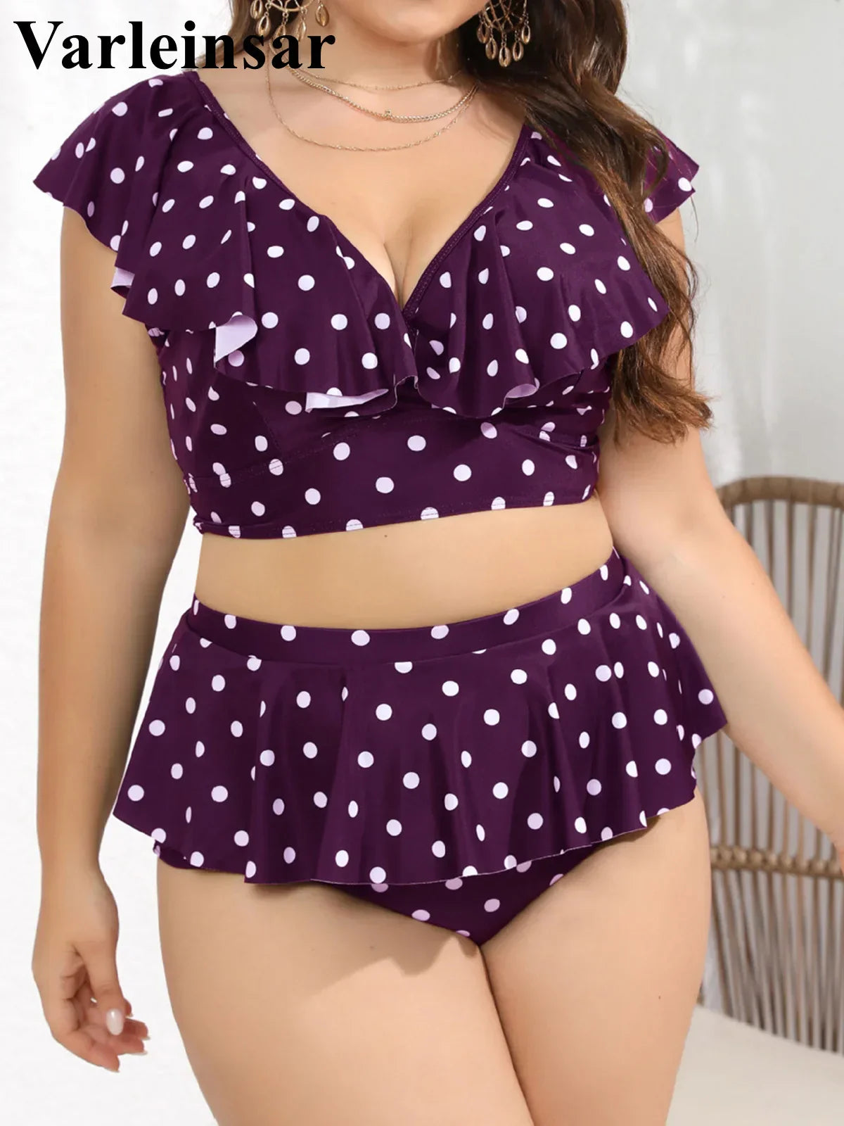 Polka Dots Bikini Size Swimwear