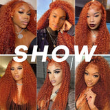 Deep Wave Orange Ginger Lace Front Wigs