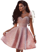 Luxury Pink Beaded Evening Dresses For Women Sweetheart