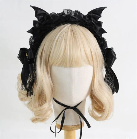 Gothic Black Bat Evil Hairpin Headband Halloween Cosplay