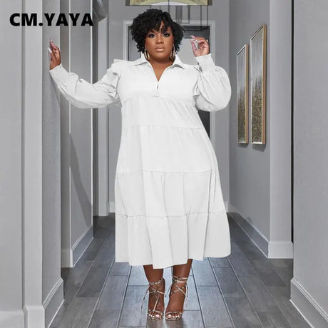 Yaya Vintage Women Long Sleeve Turn-Down Collar Long
