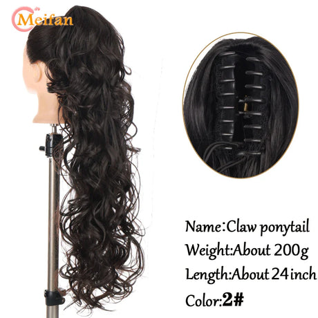 Meifan Long Synthetic Wavy Clip In Hair Ponytail