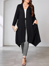 Gibsie Plus Black Casual Long Cardigan Women Spring