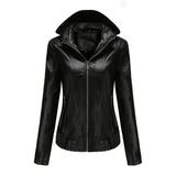 Women'S Moto Biker Zipper Jacket Hooded Faux Fur