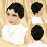 Short Finger Wave Wig Brazilian Human Hair Wig