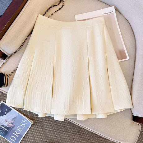 Women' Thin Pleated Skirt, Simple Short Skirt, Female