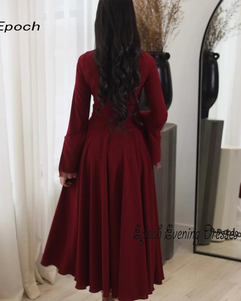 Elegant A-Line O-Neck Simple Cocktail Party Prom Gown