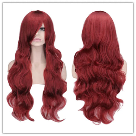 Women Synthetic Hair Red Pink Blue Orange Curly