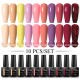 Nude Glitter Gel Nail Polish Set Purple Pink