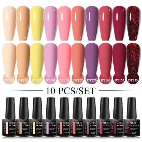 Nude Glitter Gel Nail Polish Set Purple Pink