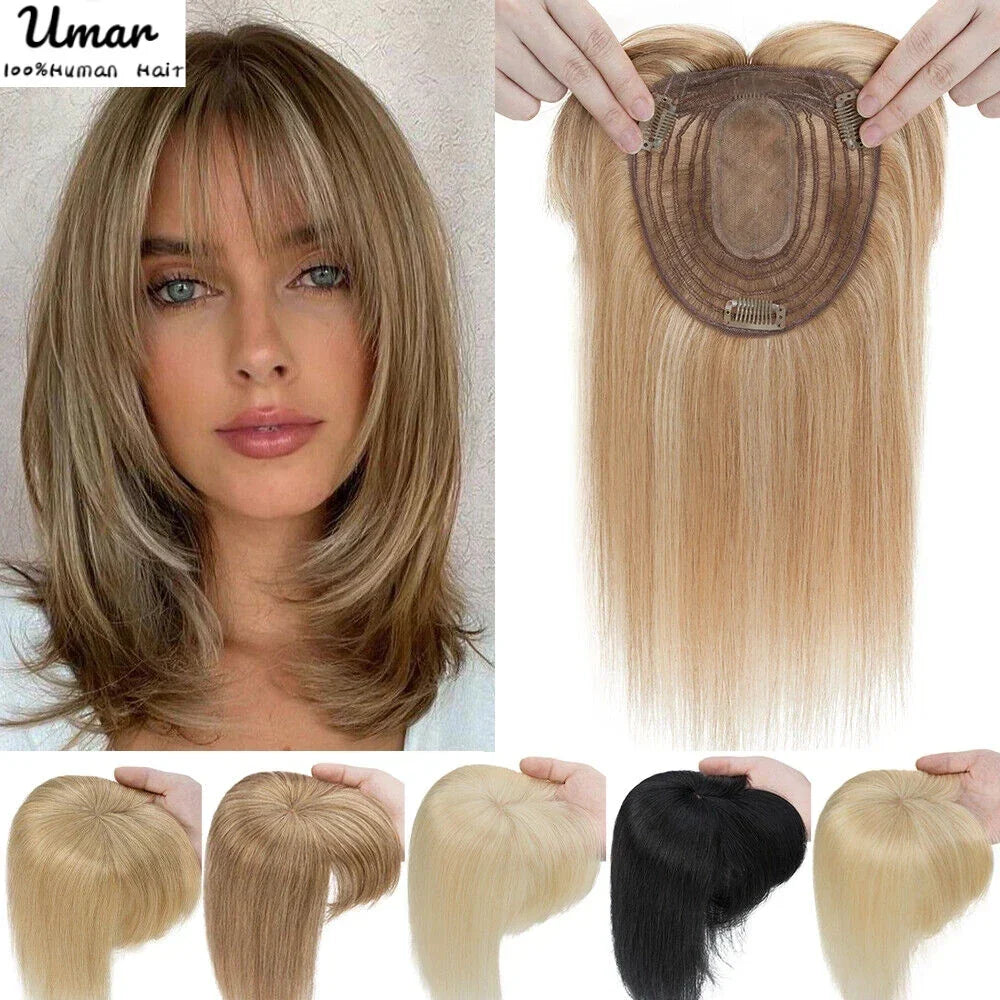 Hair Topper With Bangs Women Human Hair