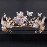 Handmade Bridal Pearl Rhinestone Crown Tiara Butterfly Floral