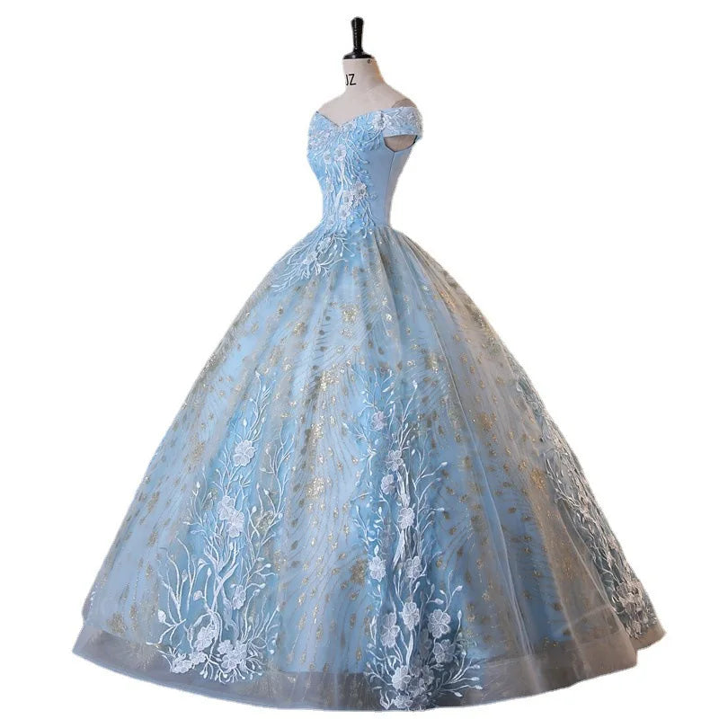 Light Blue Prom Cocktail Dresses The Shoulder Evening