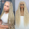 Blonde Bohemian Box Braids Wigs With Curly Hair