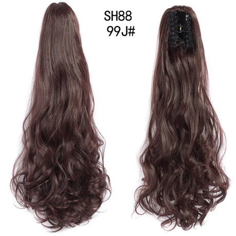 Synthetic Long Wavy Claw Clip On Ponytail Drawstring