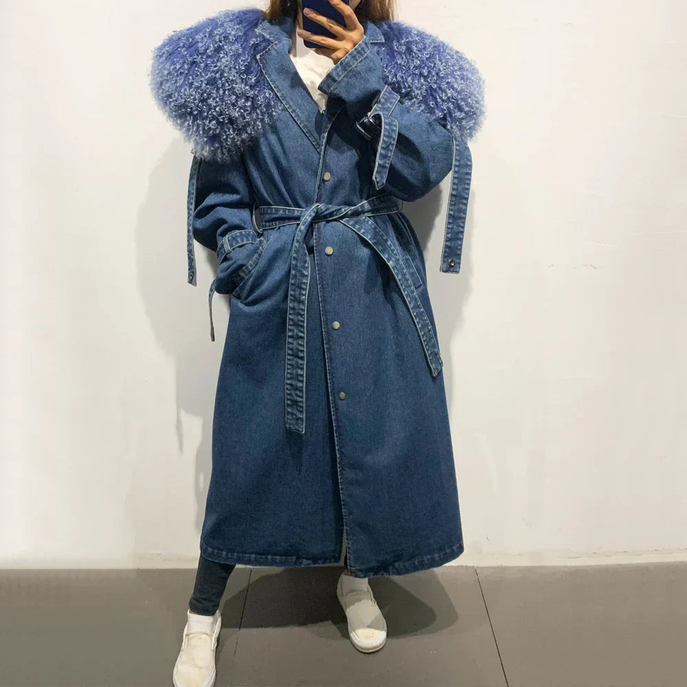 Denim Coat Long New Coming Denim Windbreak Long