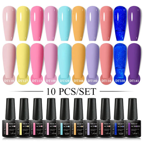 Nude Glitter Gel Nail Polish Set Purple Pink