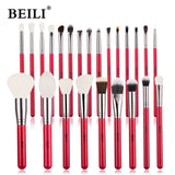 Beili Red Eye Makeup Brushes Professional Natural