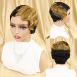 Short Finger Wave Wig Brazilian Human Hair Wig