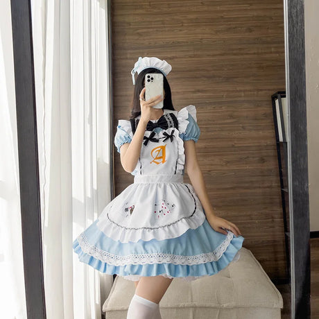 Blue Alice Playing Cards Lolita Maid Dress Costumes