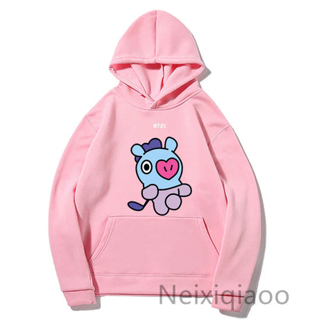 Bt21 Cartoon Prints Hoody Women Men Casual Hoodies