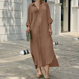 Cotton Linen Long Dress For Women Clothing Autumn