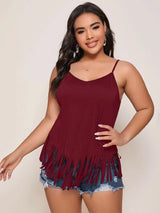Finjani Women' Cami Slip Shoulder Fringe Hem Cami
