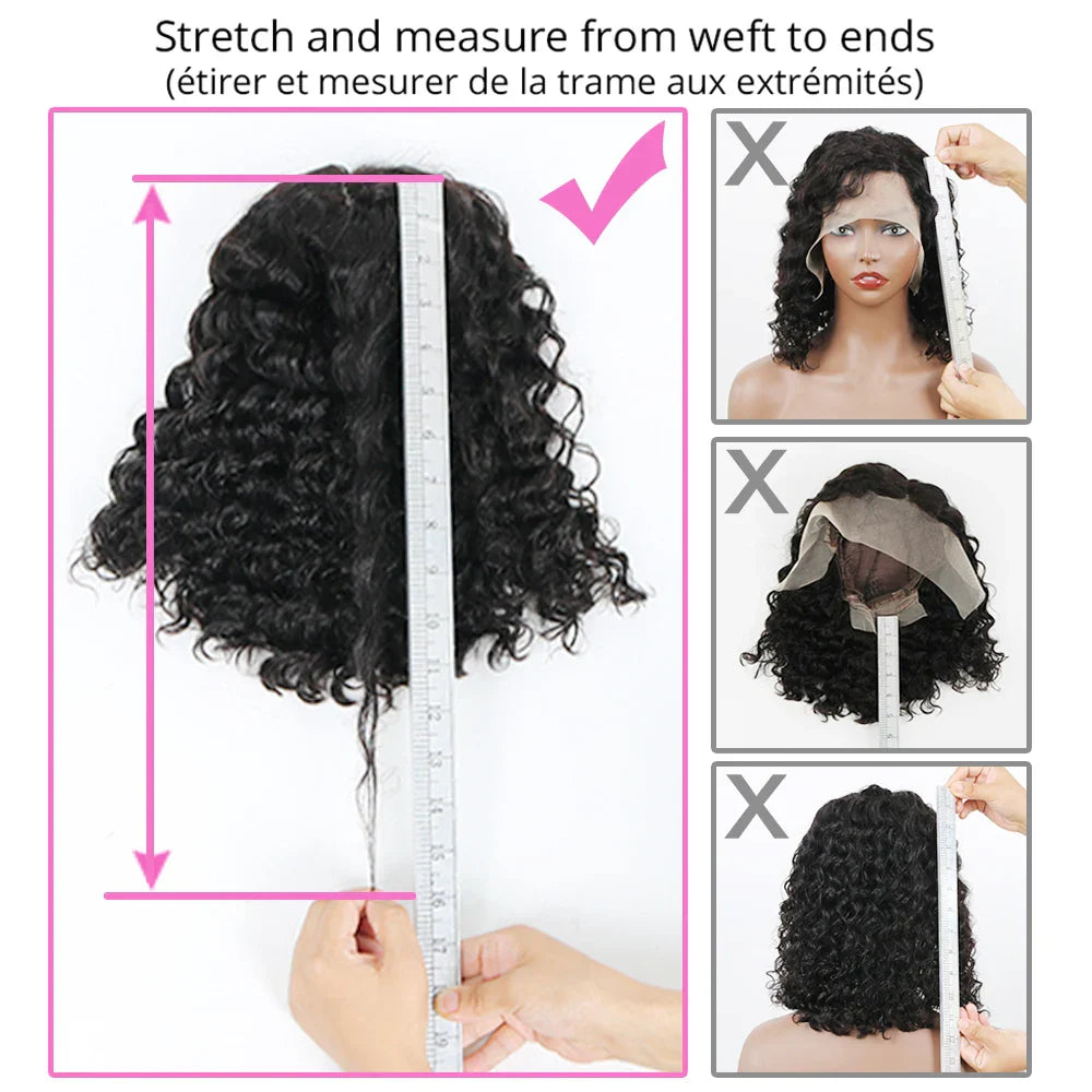 Bob Lace Wig Black Curly For Women Deep