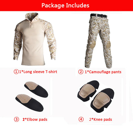 Men' Tactical Suit With Pads Combat Shirt/Pants Military