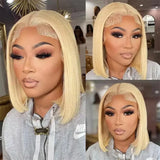 Blonde Bob Wigs Straight Short Human Hair Hd