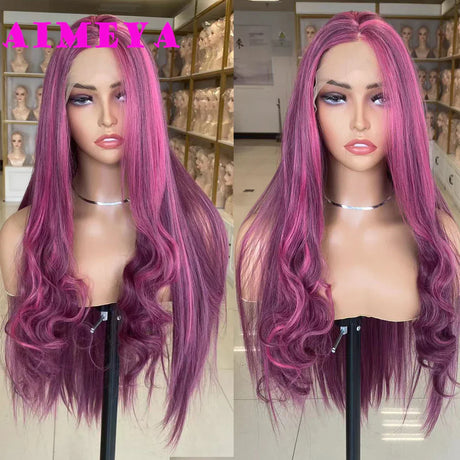 Aimeya Ombre Purple Synthetic Lace Front Wigs For