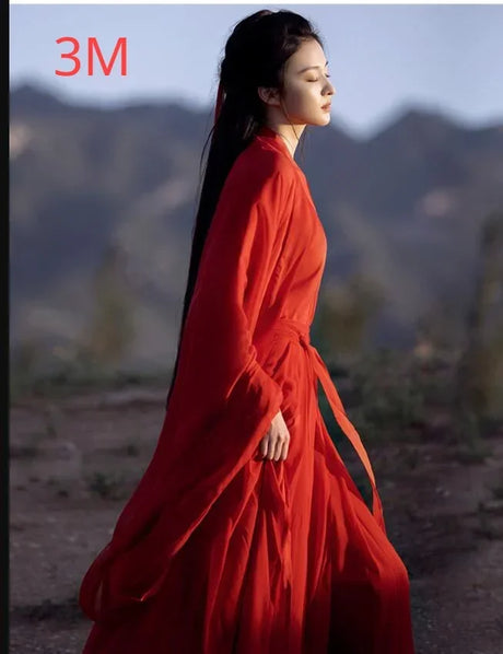 Red Chinese Traditional Hanfu Ladies Ancient Swordsman Cosplay