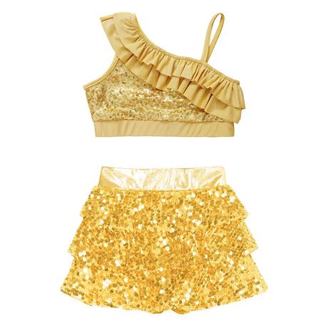 Kids Girls Sequins Hip Hop Dance Sets Ballarina