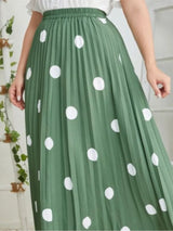 Plus Spring Midi Polka Dot Print Skirt Women