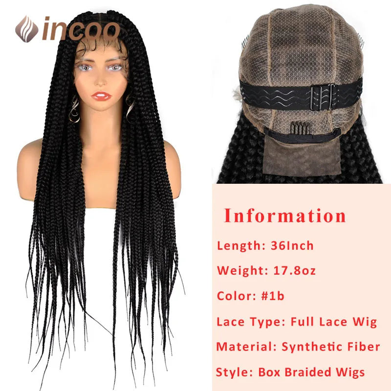 Inches Synthetic Knotless Large Square Box Braided Wigs