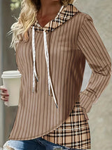 Women' Plaid Hoodie Sweatshirt Pullover