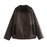 Trafza Winter Casual Solid Faux Leather Long Sleeve