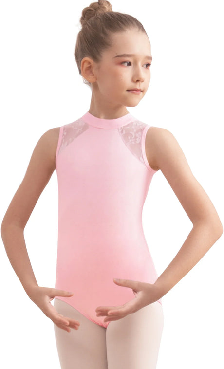 Girls Dance Leotard Lace Neck Dance Wear Top,Back