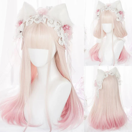 Msiwigs Women Synthetic Lolita Wig Long Straight Ombre