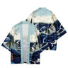 Vintage Japanese Style Waves Print Kimono Shirt Clothing