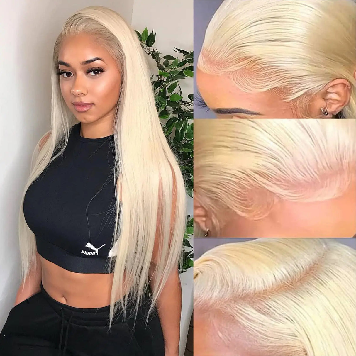 Lace Closure Wig Straight Blonde Lace Front