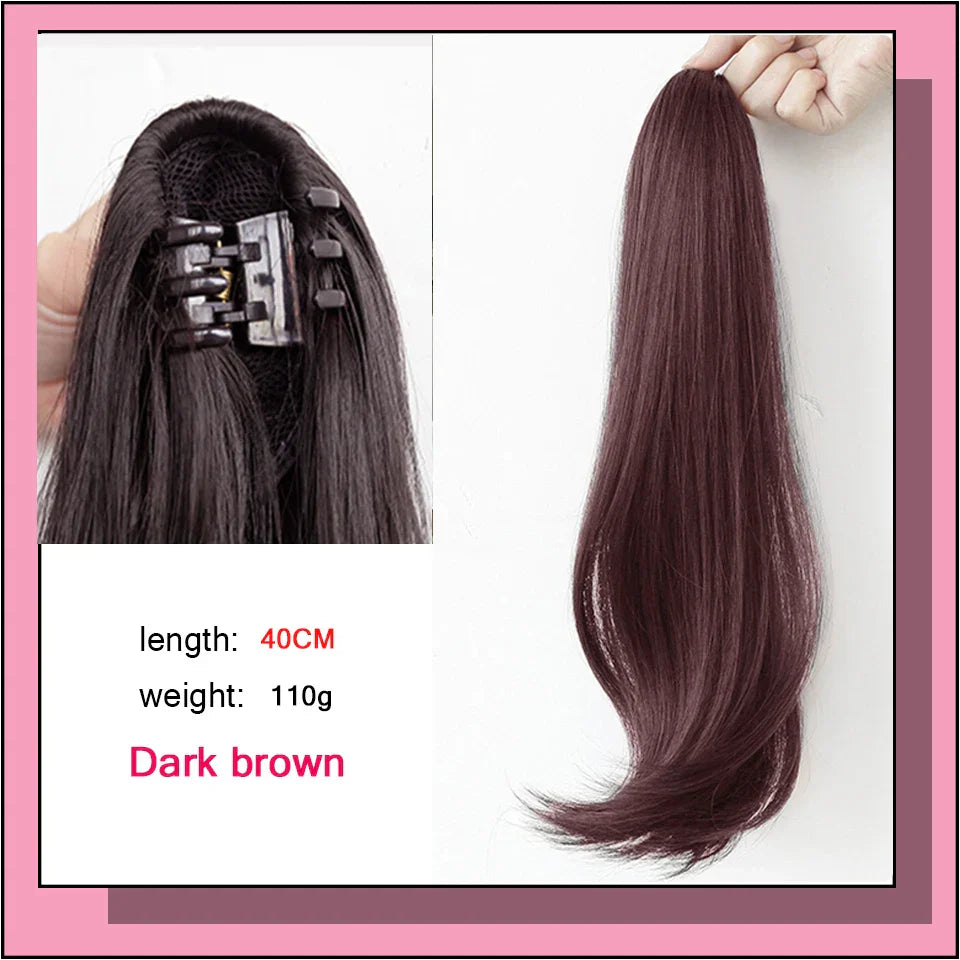 As Long Wavy Straight Claw Clip On Ponytail