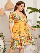 Midi Dress Women Summer V Neck