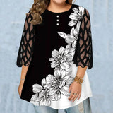 Plus Size Floral Mesh Tunic Top for Women
