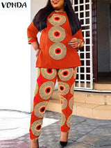Vonda Bohemian Pant Sets Women Long Sleeve