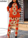 Vonda Bohemian Pant Sets Women Long Sleeve