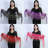 Sexy Women Belly Dance Chiffon Skirt Gold Sequins