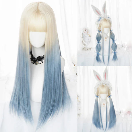 Msiwigs Women Synthetic Lolita Wig Long Straight Ombre